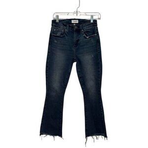 Pistola Blue Denim Distressed Frayed Hem Crop Flare Jeans Women's Size 26